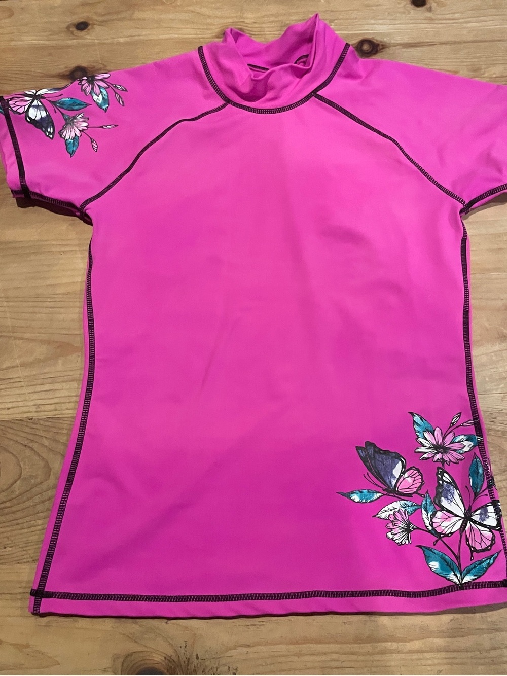Burnside Womens pink floral floral motif rashguard outdoorsy summer vacay L